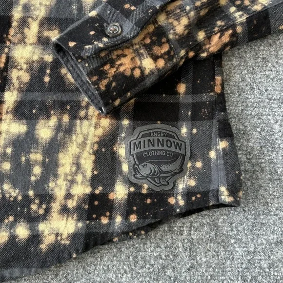 Angry Minnow Vintage Shirt Womens Small Black Bleached Flannel Wild Women Dance - Picture 6 of 12